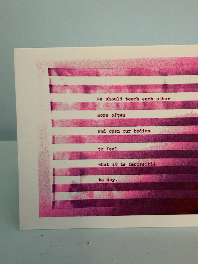 touch poetic risograph purple greetings card