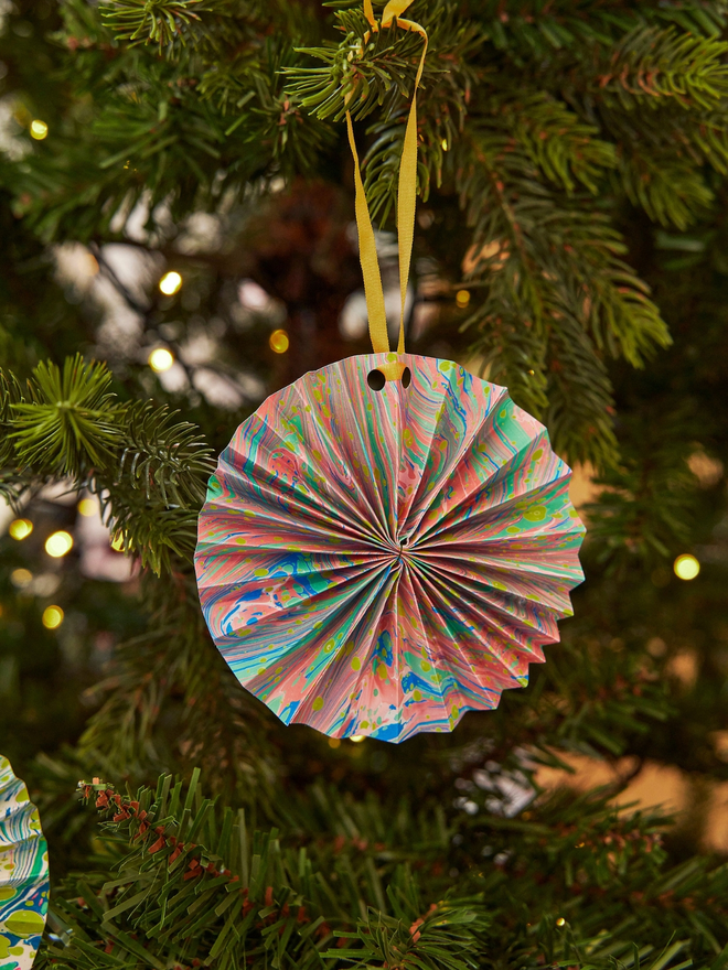 Hand Marbled Pinwheel Hanging Decoration