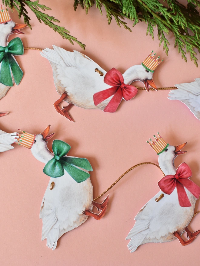 Christmas Goose wearing Bow and Crown