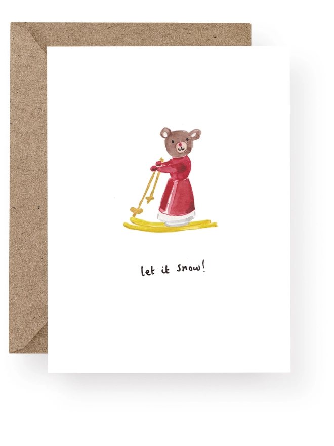 Skiing Bear Christmas Card 