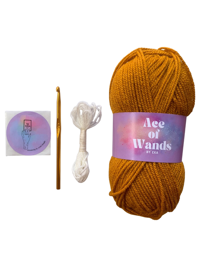 yellow yarn for crocheted mitten making kit