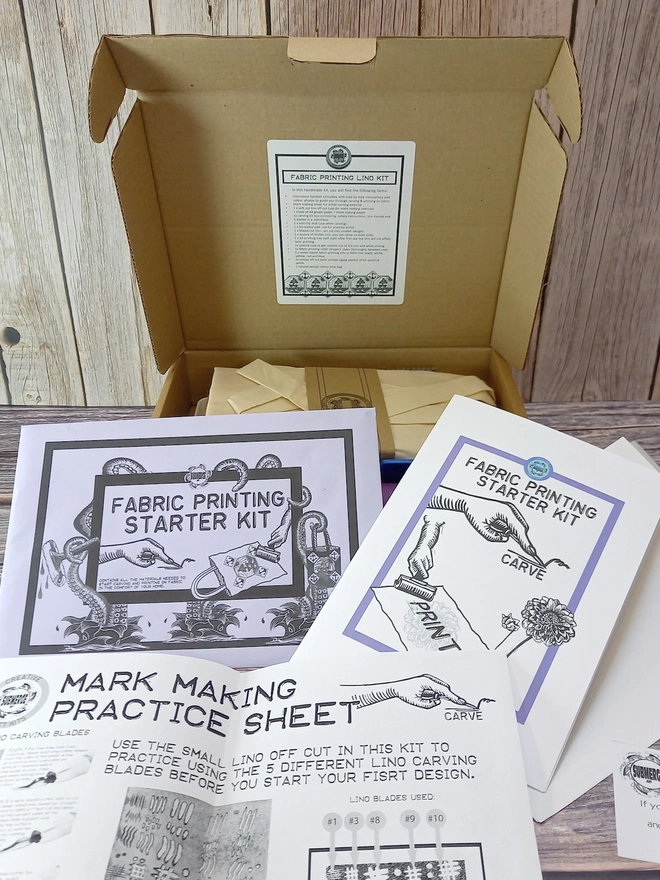 Fabric Printing Craft Kit, full kit with instructions unpacked. 