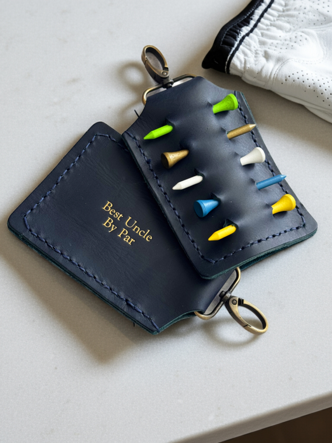 navy blue golf tee holder