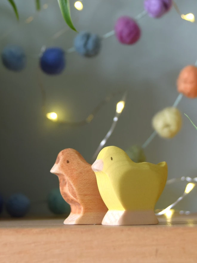  Handmade ecofriendly wooden toy figurines, chick toy figures made by hand by Eric and Albert made in Wales, UK