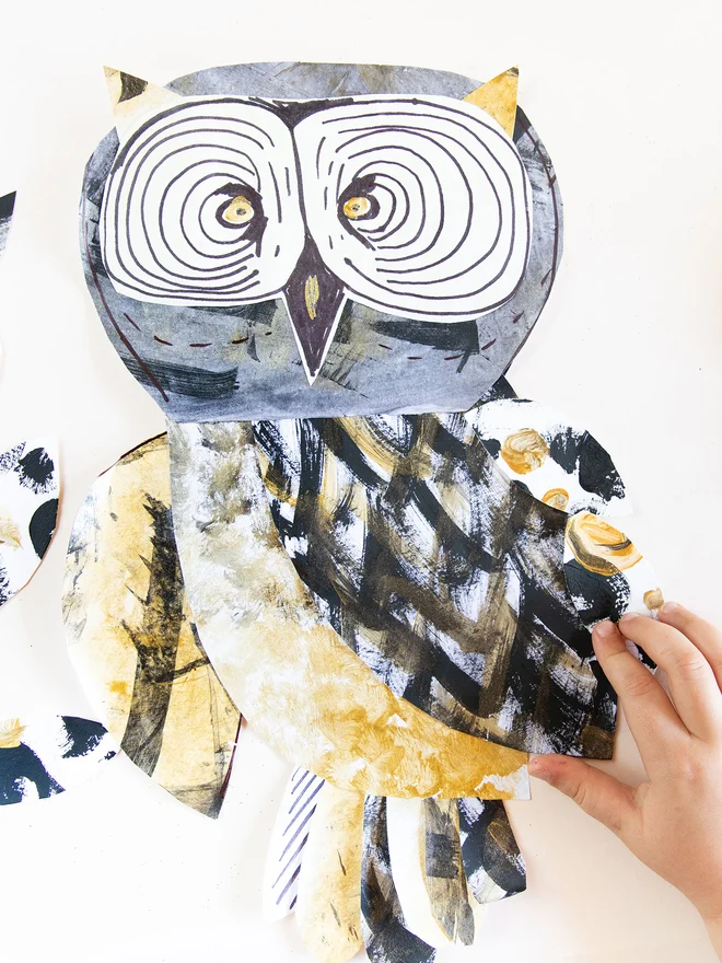 Halloween creative activity for children - create your own collage owl