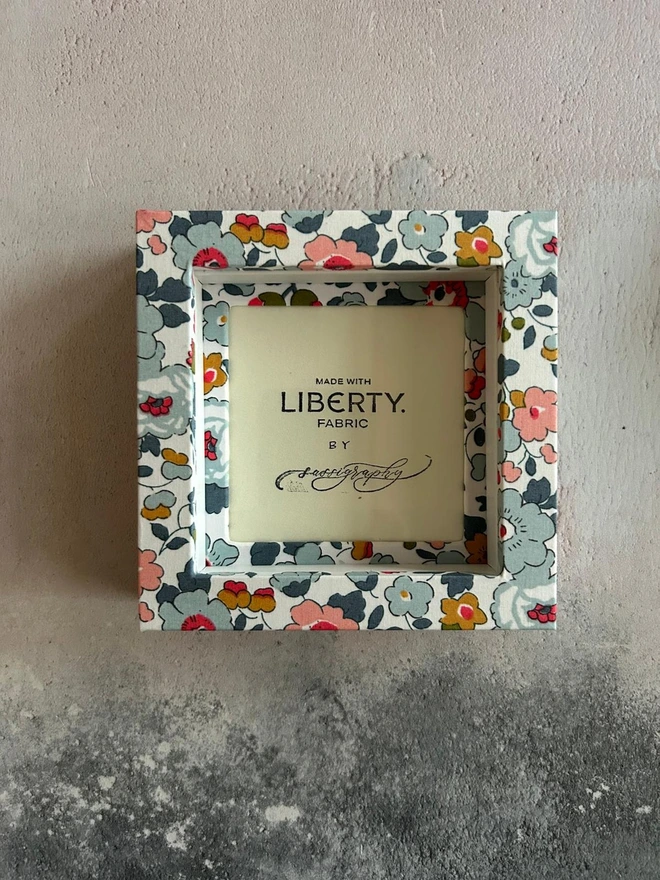 Liberty fabric blue and pink Betsy mini frame