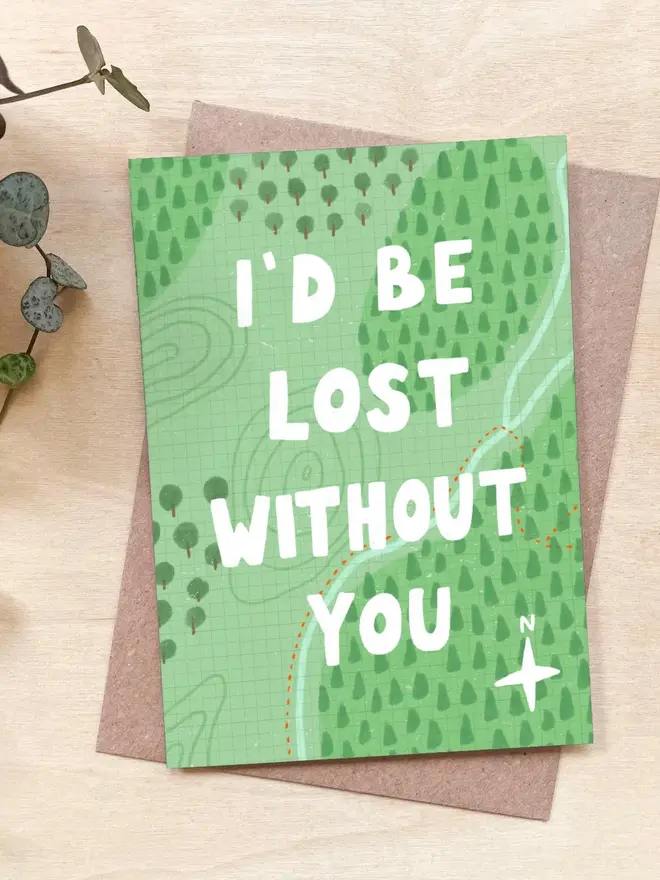 'I'd Be Lost Without You' - Love, Friendship Card Made From Recycled Coffee Cups