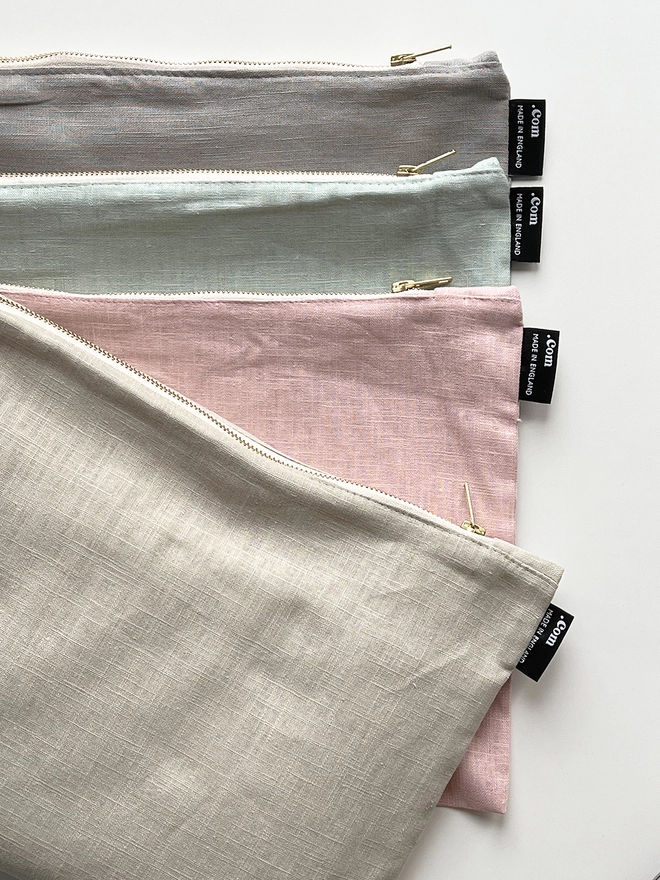 Linen vintage pyjama case backs in pink, mint, grey and natural