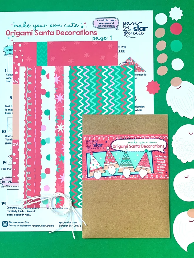 Origami Santa Christmas Decoration Craft Kit: Stocking Filler