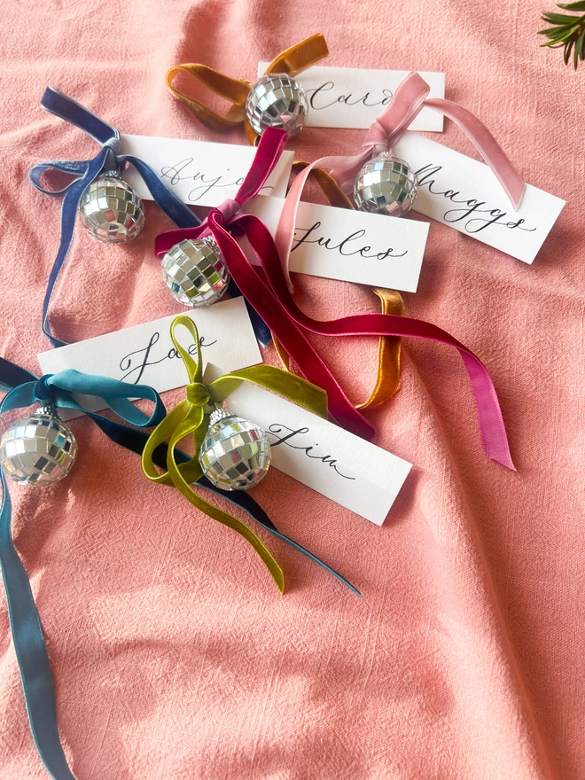 Personalised Calligraphy Christmas Colourful Place Cards