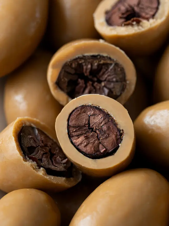 cocoa bean white chocolate balls