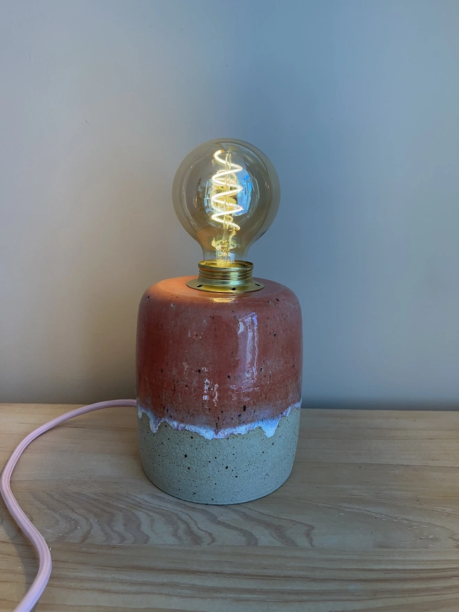 Ceramic Speckled Stoneware Pink Glaze Table Lamp