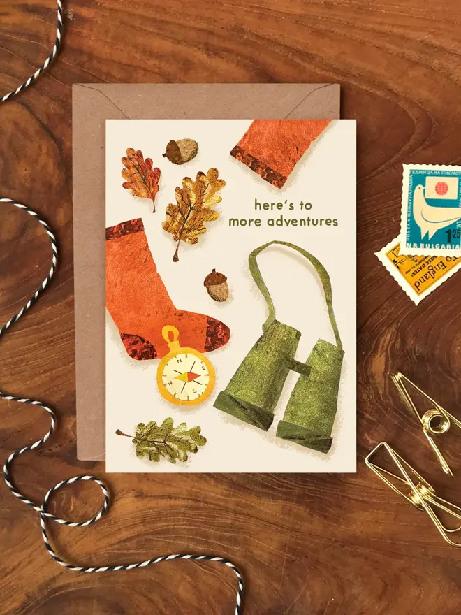 here's to more adventures illustrated card