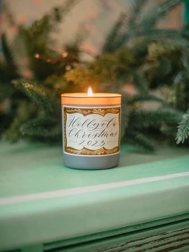 Sassigraphy Hand Poured Christmas Candle With Personalised Label