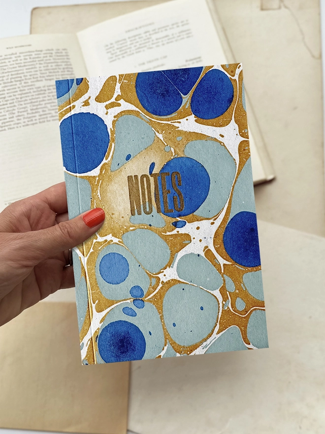 royal blue marbled notebook lifestyle