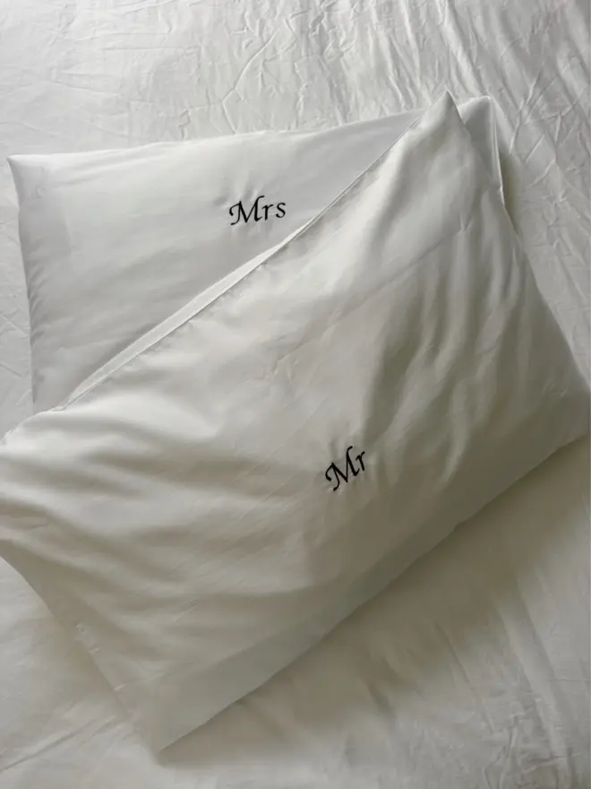 embroidered Mr & Mrs Pillowcase