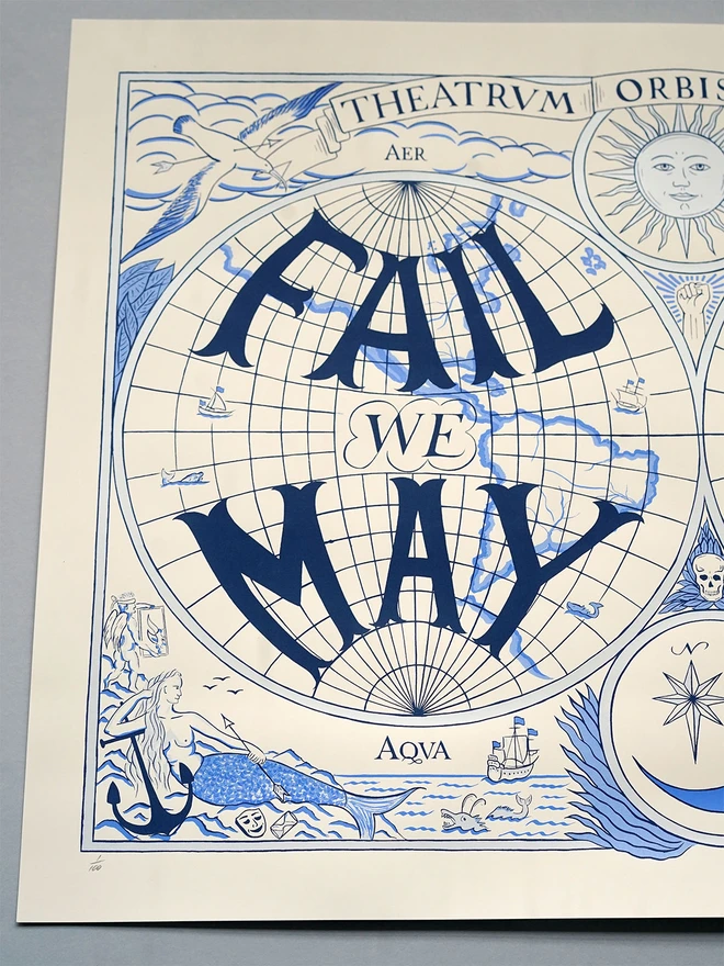 Fail We May Sail We Must map atlas print