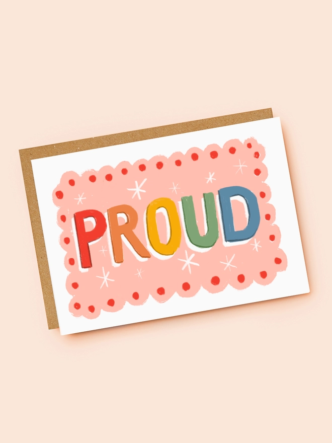 PROUD Rainbow LGBTQIA+ Celebration Illustrated Waste Free Greeting Card