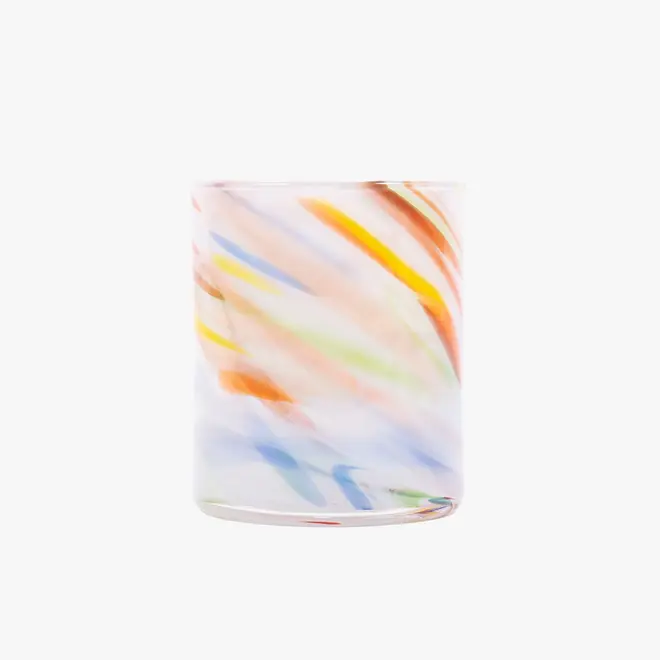 straight murano glass tumbler in 'jupiter' with pastel multi stripes