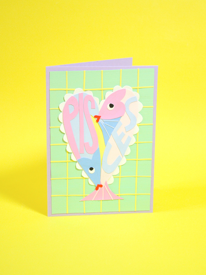 Handmade Star Sign Zodiac Collaged Cards Pisces