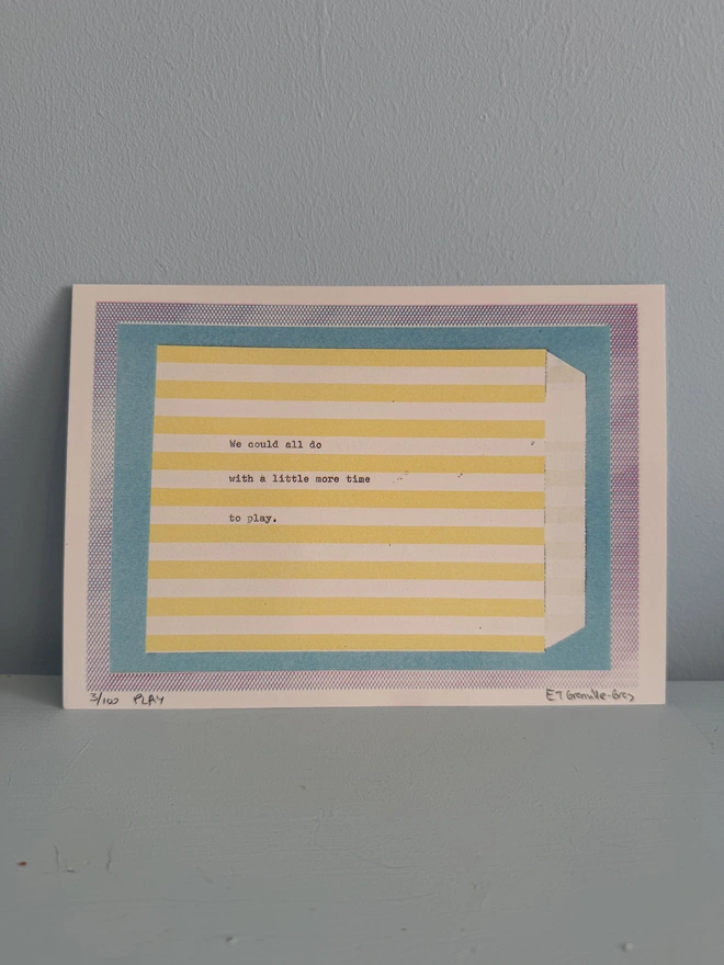 blue and yellow risograph wall print nostalgic