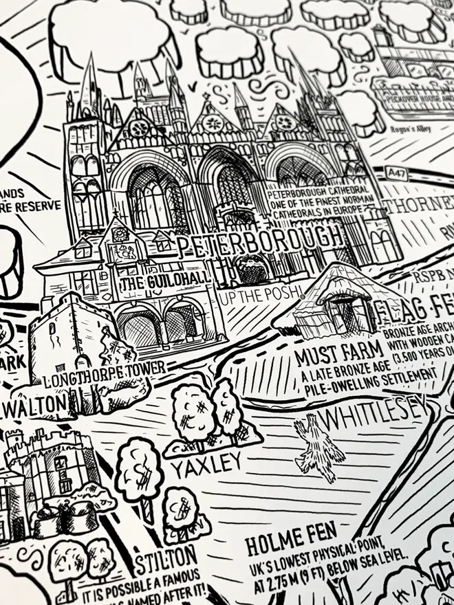 Cambridgeshire Poster Wall Art Print Close Up 2