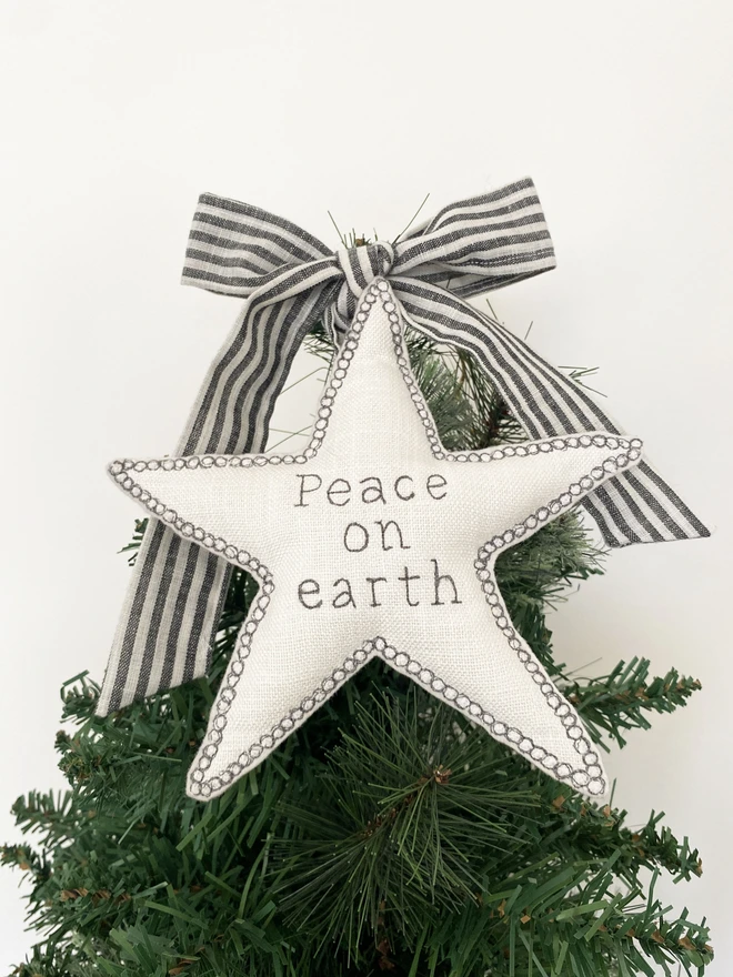 Large Fabric Tree Topper Star on christmas tree