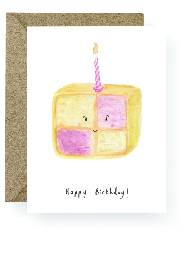 Birthday Battenberg blank inside greeting card 