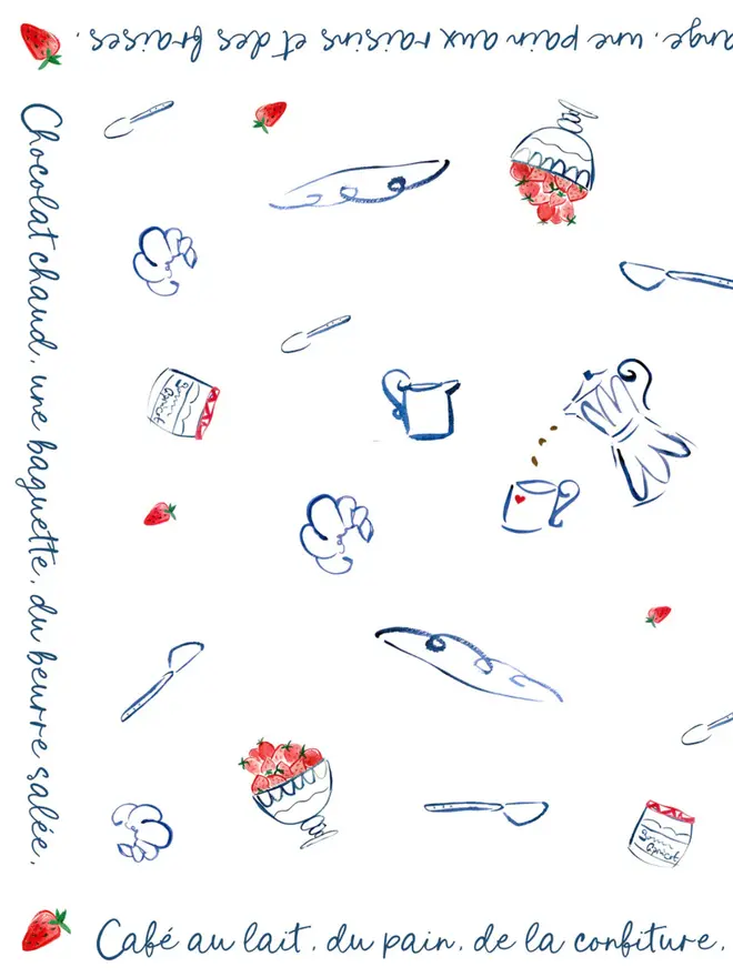 Breakfast in Paris - Linen bistro tablecloth 