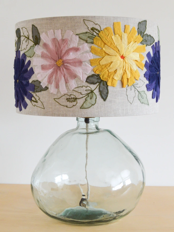 Blue Floral Embroidered Lampshade