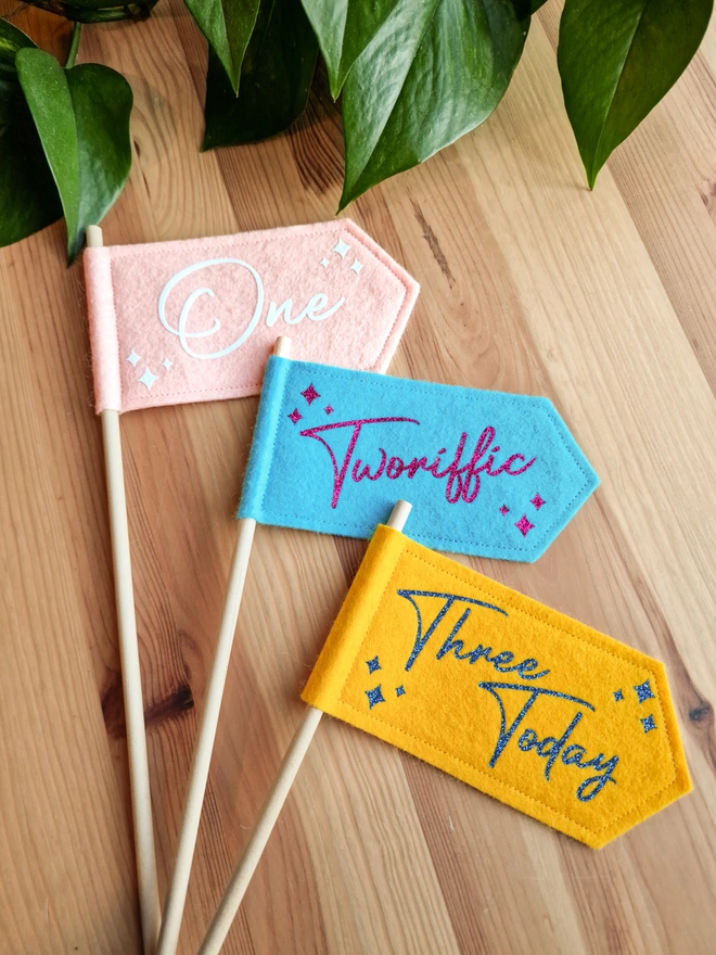 Handheld happy birthday flags