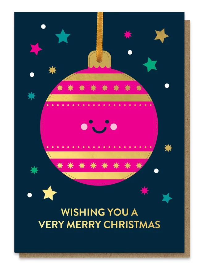 pink bauble pop out christmas card