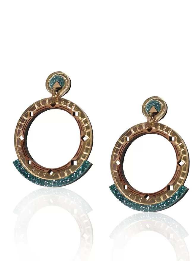 Chandra Earrings in gold and blue