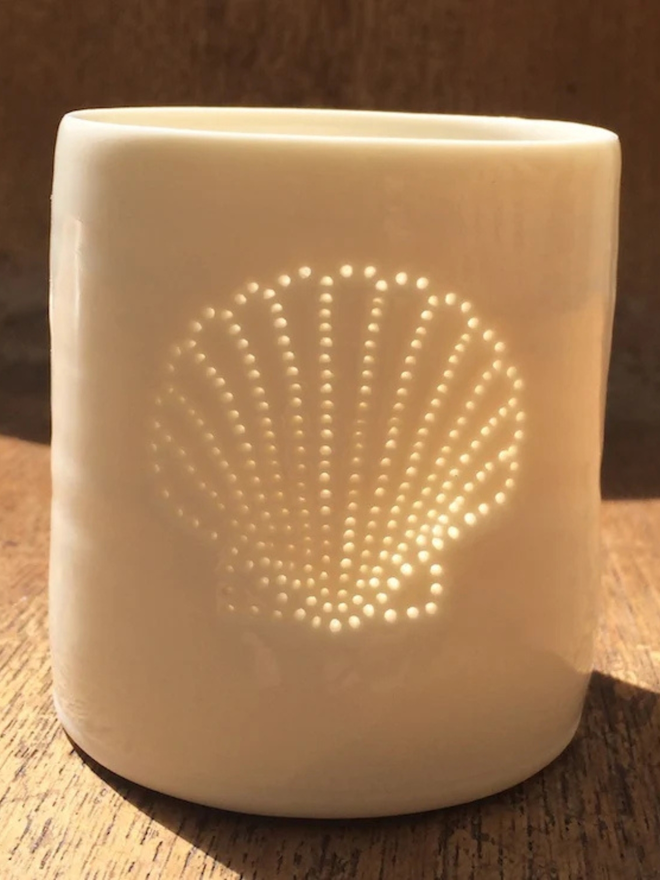 seashell mini porcelain tealight holder