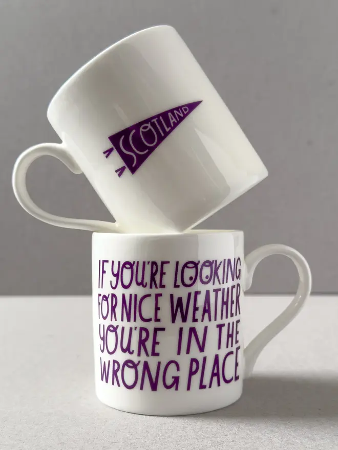 purple nice weather ceramic mug scotland