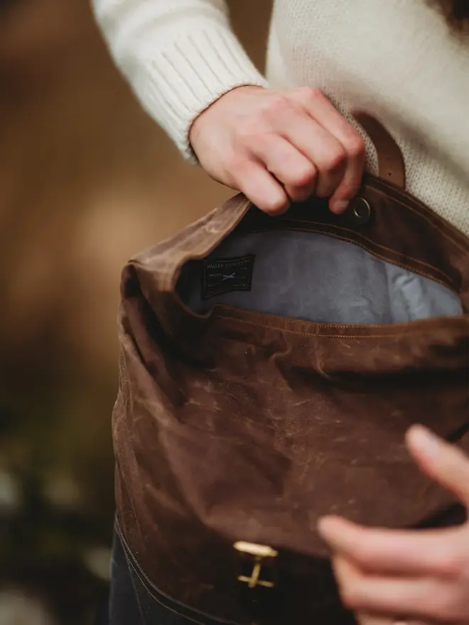 waxed canvas leather rolled backpack