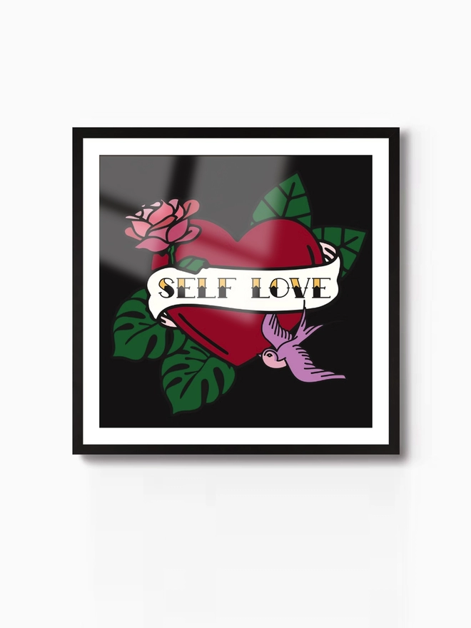 Self Love gold foil print framed