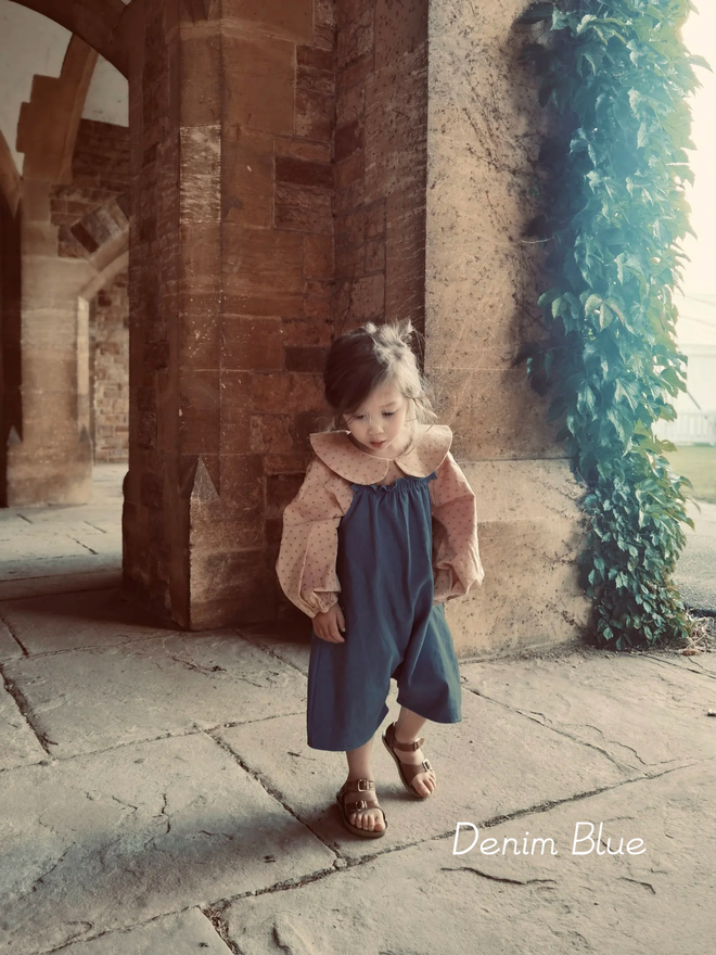 kids short dungarees denim blue