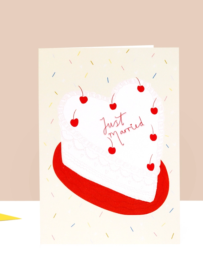 'Just Married' Heart Cake Wedding Card