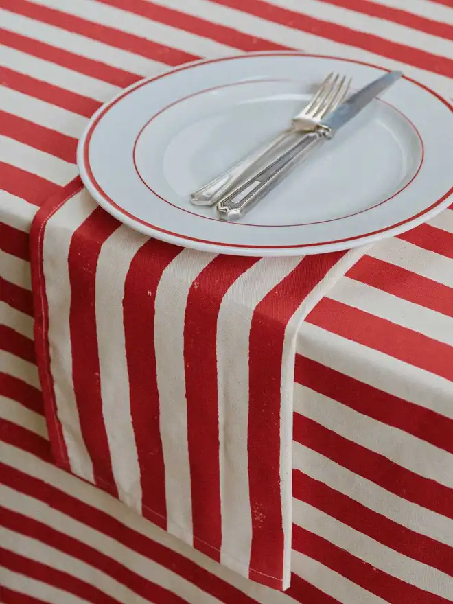 Christmas Red Stripe Tablecloth