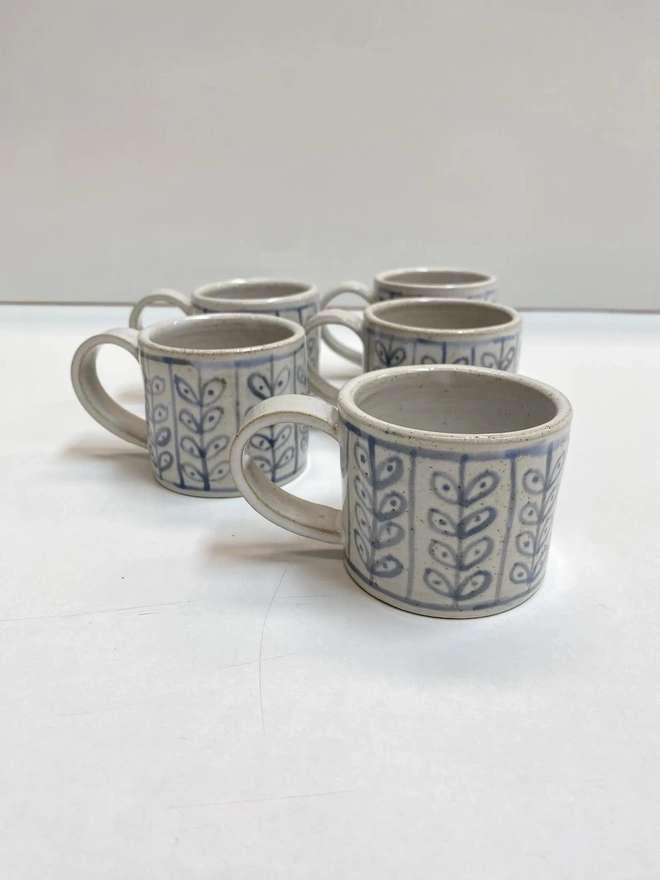Blue & White Floral Handmade Espresso Mug