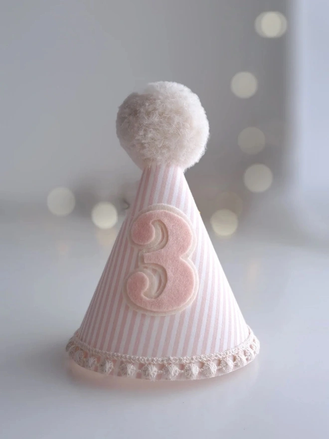 Strawberries And Cream Pink Striped Party Hat