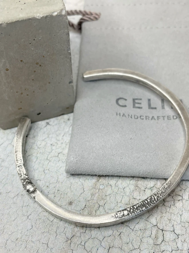 celina c jewellery salisbury handmade recycled sandcast sterling silver statement cuff bracelet holly & co