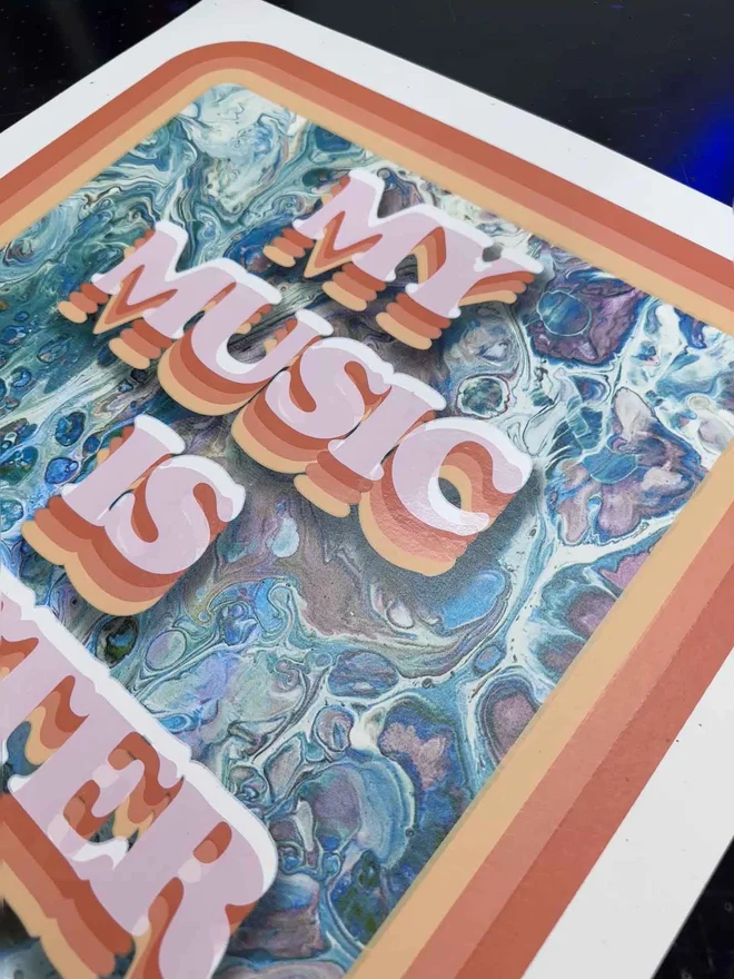 my music screenprint retro themed typography