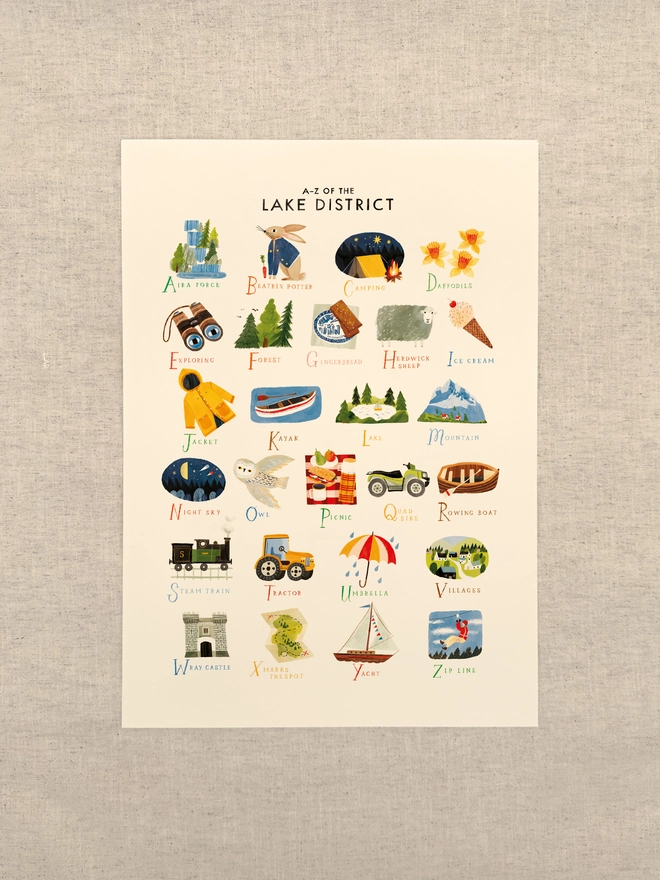 A-Z Lake District Print, unframed, against a neutral background