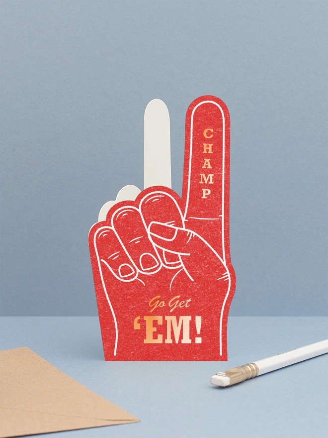 red-foam-finger-greeting-card-with-hot-foil-good-luck-message