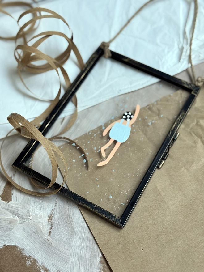 clear-water-swimmer-painting-in-metal-frame
