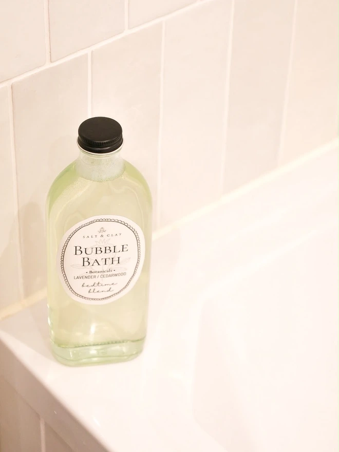 Vegan bubble bath for soaking and relaxing. Made with essential oils and all natural ingredients.