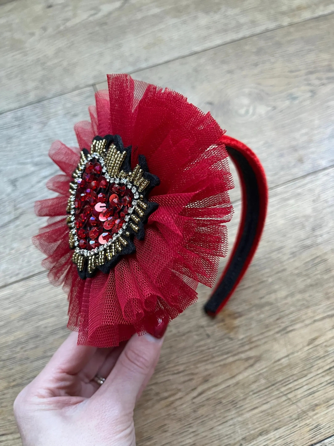 Valentine's beaded heart headband