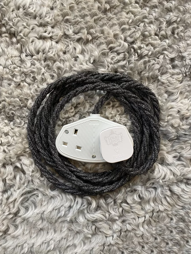 Lola's Leads Anthracite Grey Fabric Covered Extension Cable